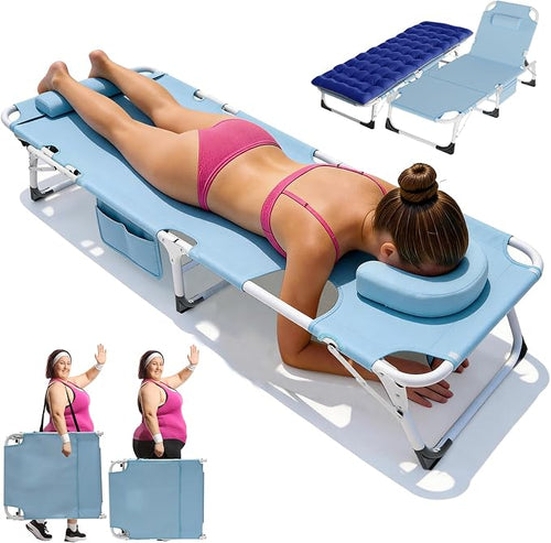 ABORON 3 in 1 Sun Tanning Chair, Heavy Duty Folding Chaise Lounge Chairs by ABORON