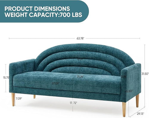 63" Small Loveseat Sofa for Small Spaces, Mid Century Modern Sofa, Linen - Image 2