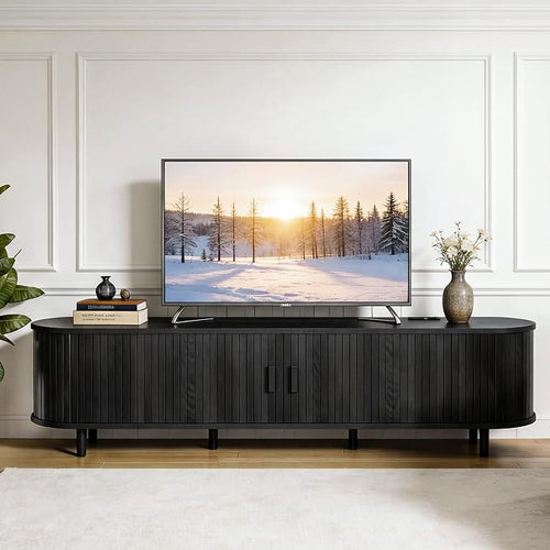 70" Mid Century Modern TV Stand, Wood TV Consoles - Image 2