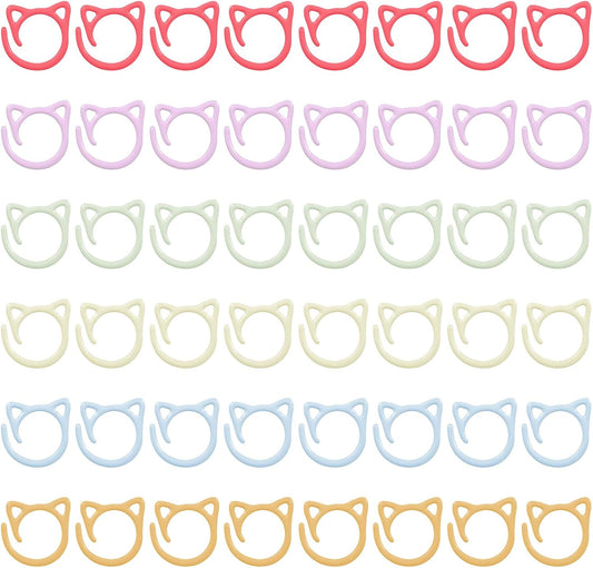 MBAIYO 48pcs Cat Stitch Markers for Crocheting, Cat Metal Crochet Stitch Marker Ring Multicolor Knitting Stitchs Markers Spiral Crochet Stitchs Marker Set for DIY Weaving Knitting Sewing Tools
