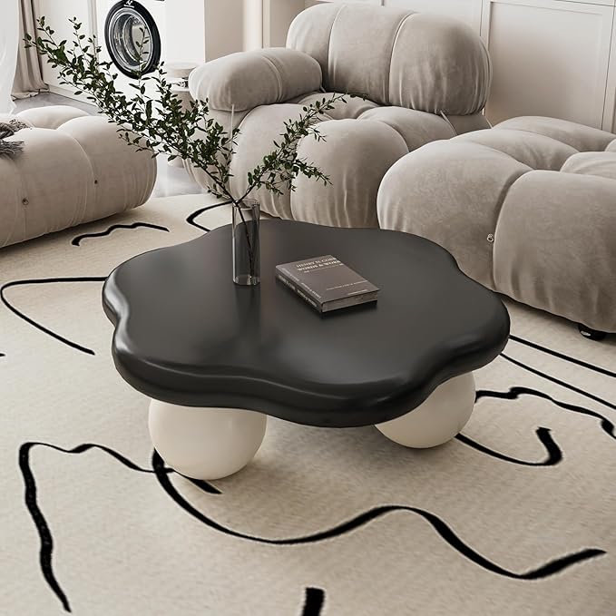 35" Cloud Coffee Table with 3 Ball Legs, Modern Minimalist Petal Center Table by BSYEIO