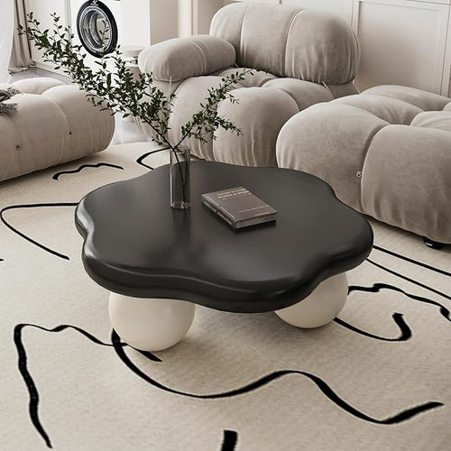 35" Cloud Coffee Table with 3 Ball Legs, Modern Minimalist Petal Center Table by BSYEIO