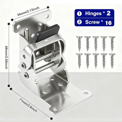 4 Pack Folding Brackets 0°-90°-180°, Heavy-Duty Self-Lock Hinge - Image 2