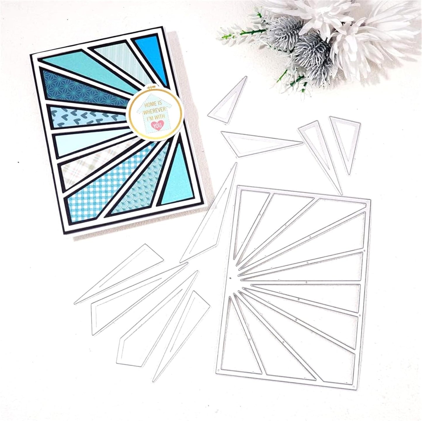 Mvchifay Cutting Dies for Card Making Metal Die-Cuts Scrapbooking Tool Hollow Frame DIY Craft Punch Template Embossing for Paper Album Decor (Sun Frame-14x10cm)