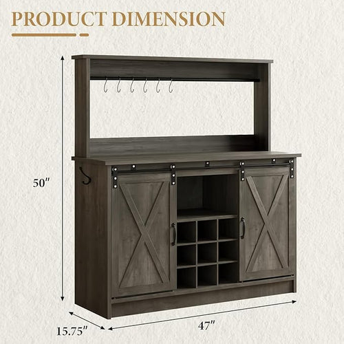 4ever2buy Farmhouse Coffee Bar Cabinet - Image 2