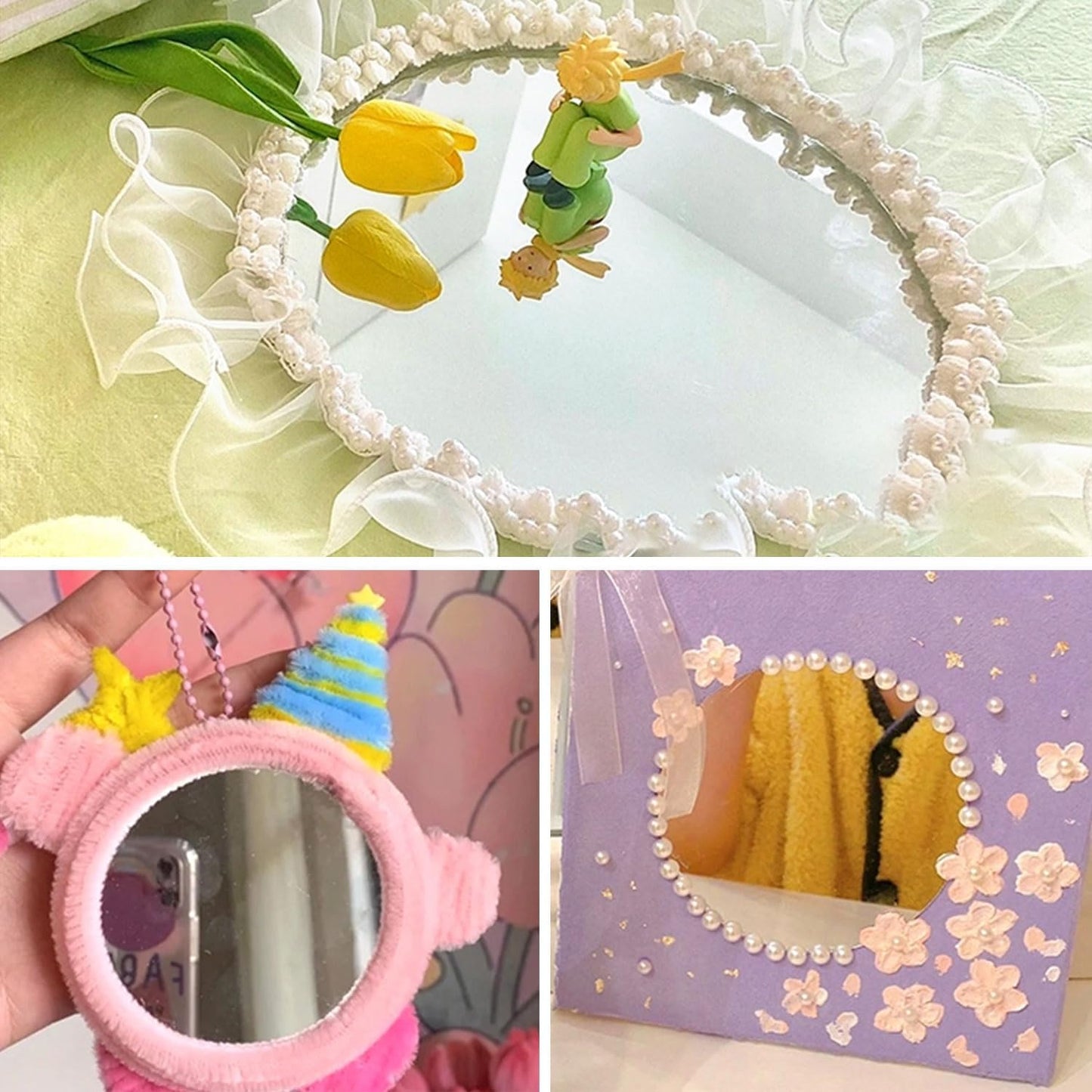 DARENYI Glass Round Mirror Tile, 6 inch Self Adhesive Mirror Sticker Small Circle Mirror Sheet for DIY Crafts, Glass Mirror Plates Trays for Wedding Table Centerpieces Walls Decor