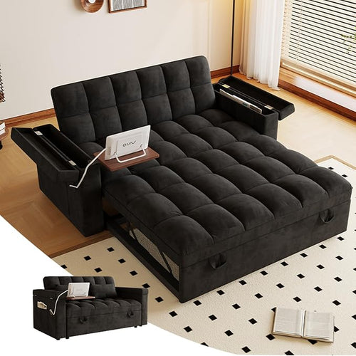 3 in 1 Convertible Sleeper Sofa, 65in Sleeper Couch by LITVZ