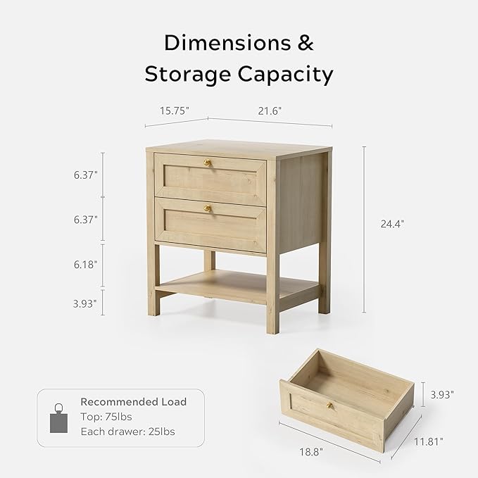 EYYTHUNG Farmhouse Nightstand Set of 2, Wooden Farmhouse Floor Night Stand - Image 2