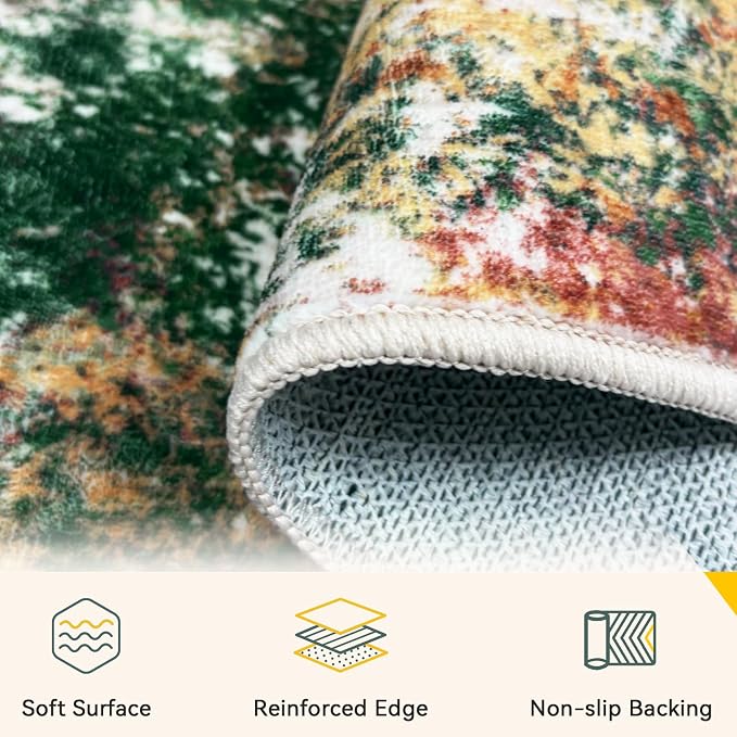 RELEANY Washable Area Rugs 2'x10' Non-Slip Modern Abstract Soft - Image 4