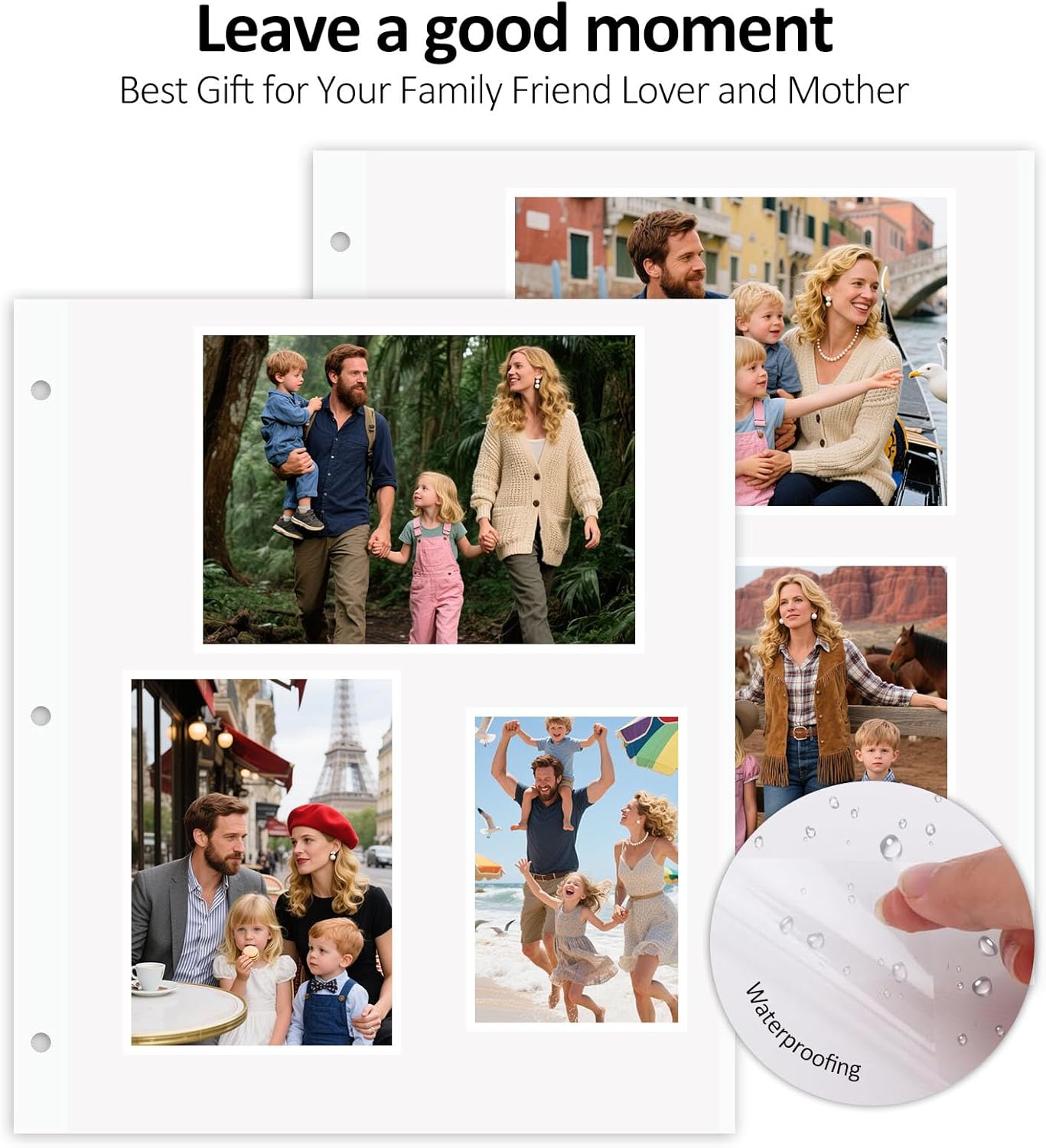 Zesthouse Photo Album Refill Pages for 3 Ring (10 Pack), 18 in Photo Albums Self Adhesive Pages Holds 12x12 8x10 5x7 4x6 2x3 Photos or Recipe Cards