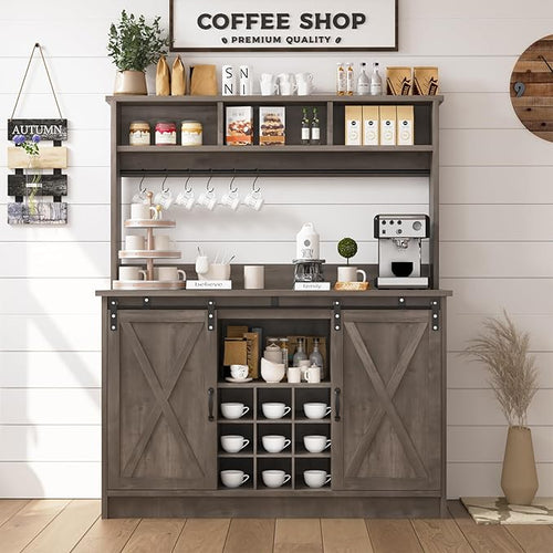 4ever2buy Farmhouse Coffee Bar Cabinet by 4ever2buy