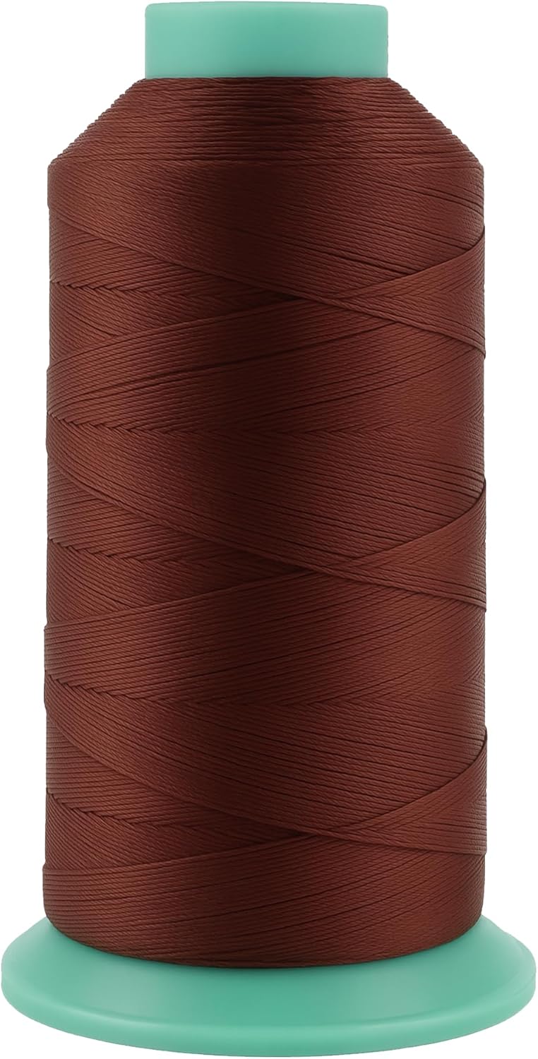 Mandala Crafts Size 46 210D T45 Bonded Nylon Thread Copper Brown Heavy Duty Sewing Threads - 2843 YDs Tex 45 Thread for Leather, Jeans, Weaving, Outdoor Marine Upholstery Threads