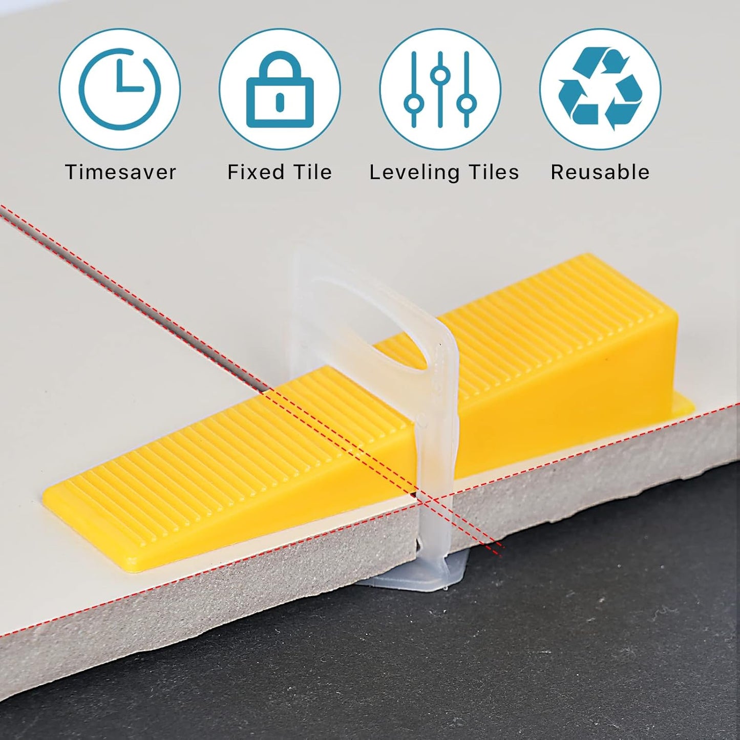Tile Leveling System with Tile Plier 1500Pcs Piece Tile Spacers Clips 300Pcs Piece Reusable Wedges and 1 Rubber Mallet Tile Tools Set for Stone Installation (1/8"(3.0 mm)