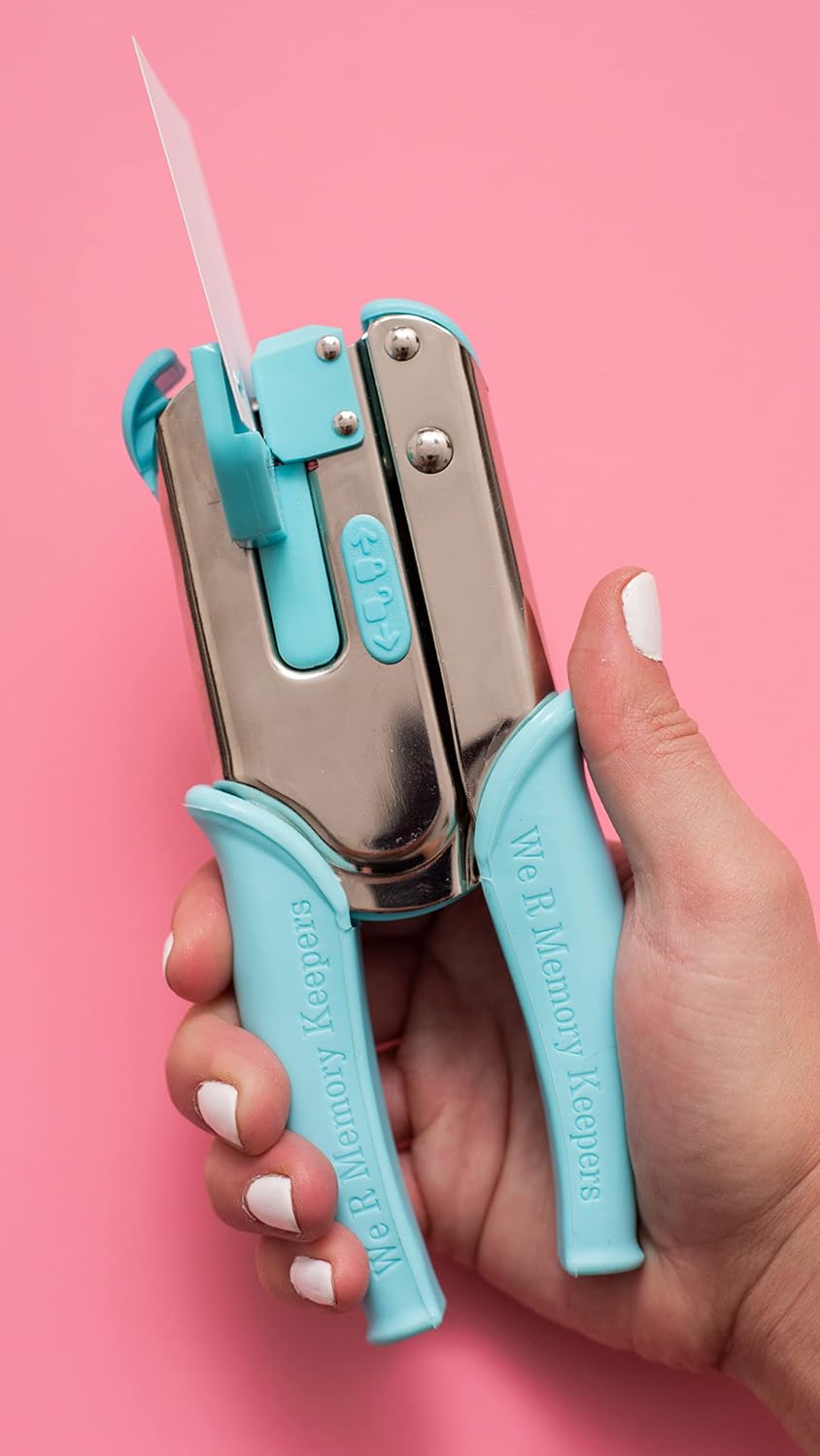 We R Memory Keepers Crop-A-Dile Disc Power Punch Blue, Comfort Handle, Scrapbooking Tool, Compatible for Most Tin, Metal, Craft Paper, Leather, Fabric