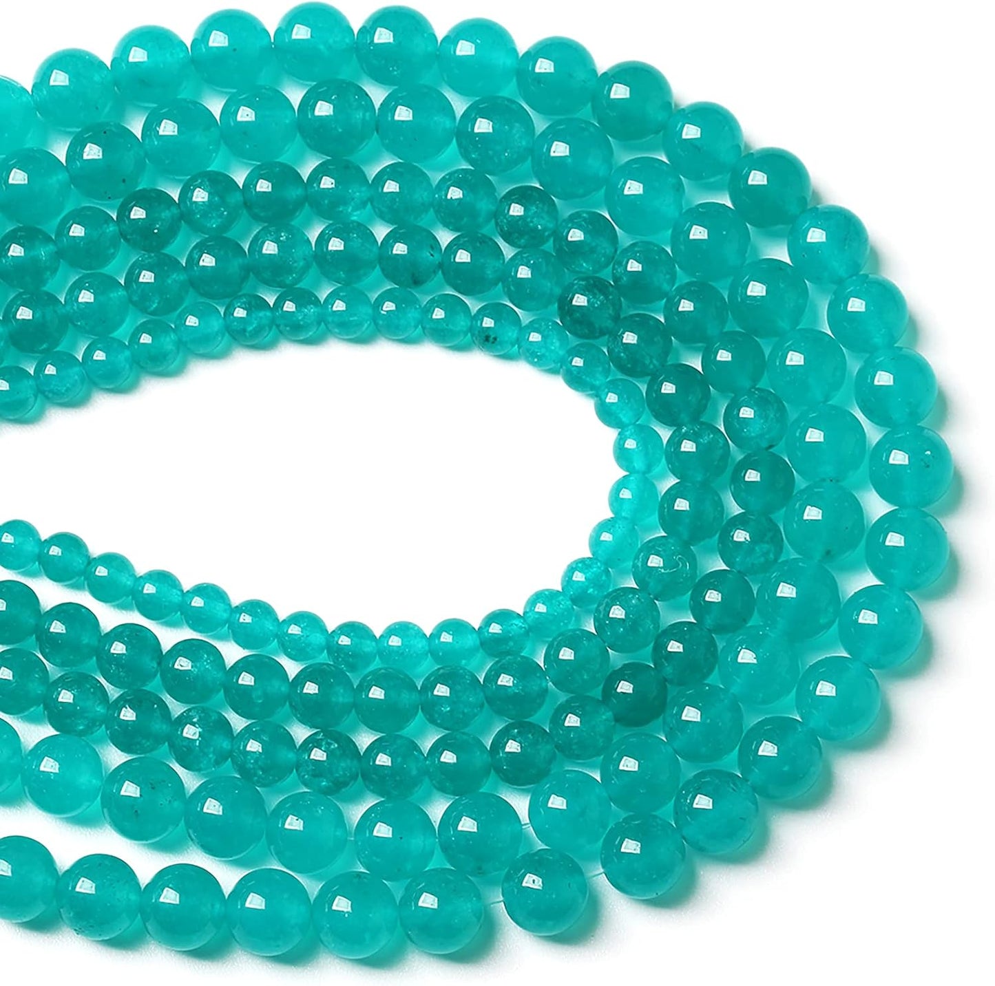 90PCS 4mm Natural Stone Beads Blue Amazonite Jade Stone Round Loose Beads for Jewelry Making DIY Bracelet Necklace 15 Inch(Amazonite Blue Jade, 4mm)