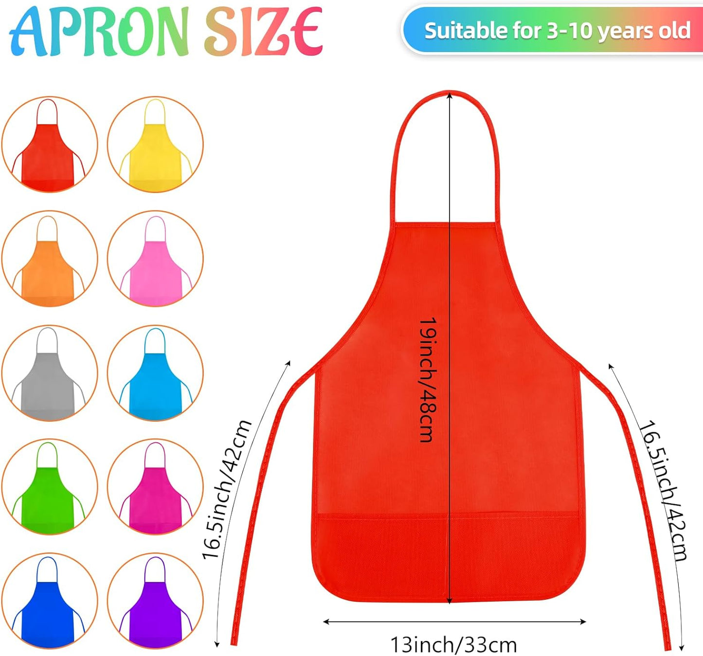 NACHLYNN 10/20/30 Pcs Kids Painting Apron Kid Art Aprons Toddler Paint Apron Smock with 2 Pockets for Cooking Painting Craft