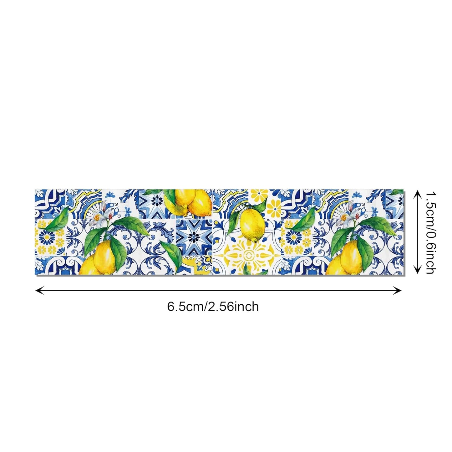Lemon Washi Tape 12 Rolls, Blue Tiles Yellow Lemon Printed Decorative Washi Tape Set, DIY Art Crafts Wrapping Decor for Gifts Wrapping,Wedding Bridal Shower
