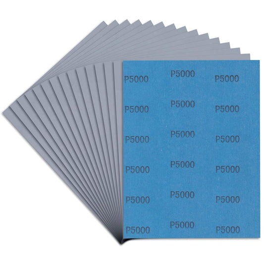 Sandpaper 5000 Grit, Wet Dry Sanding Sheets, High Performance Sand Paper for Wood Furniture Finishing, Metal Grinding, Automotive Polishing, 9 x 11 inches, 15-Sheets