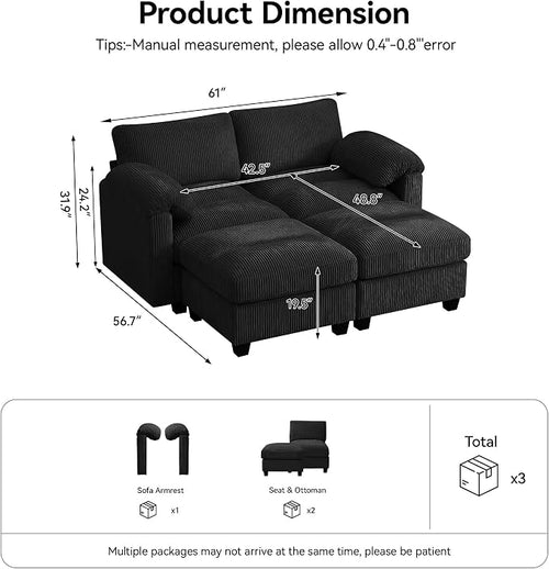 61'' Modular Loveseat Sofa - Image 2