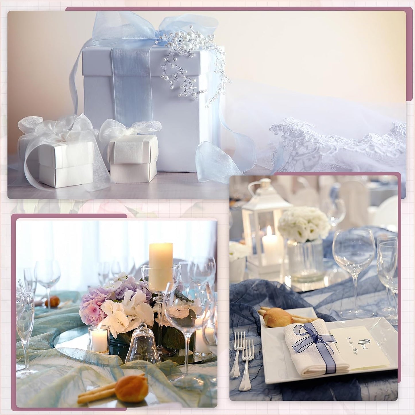 MECCANIXITY Iridescent Sheer Organza Fabric, 2 Yards x 59 Inches Solid Holographic Shiny Fabric Organza Cloth for Wedding, Curtains, Costume, Photo Background, Gradient Black Blue