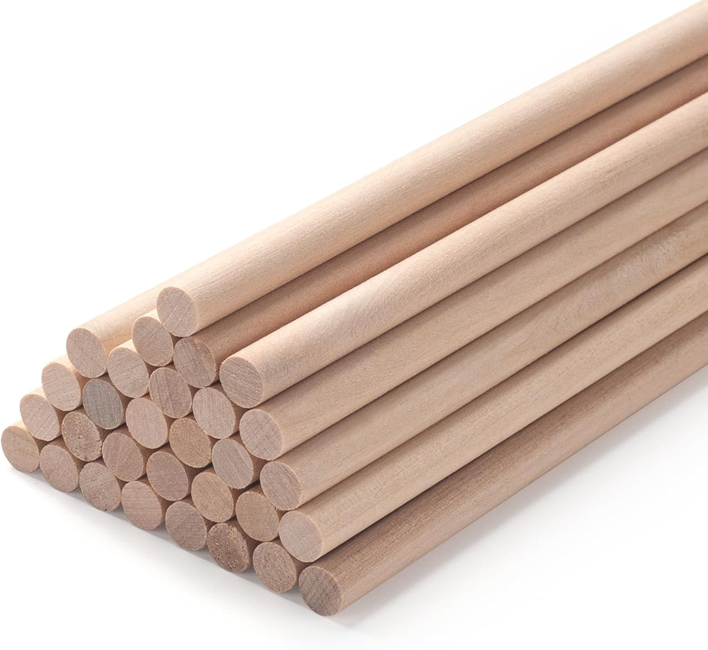 Wooden Dowels Wooden Sticks for Crafts 5/16" x 15", 30 PCS Wood Dowel Rods, Wood Sticks for Crafting, Macrame Dowels, Unfinished Round Hardwood Stick for Tiered Cake Support and Wedding Ribbon Wands