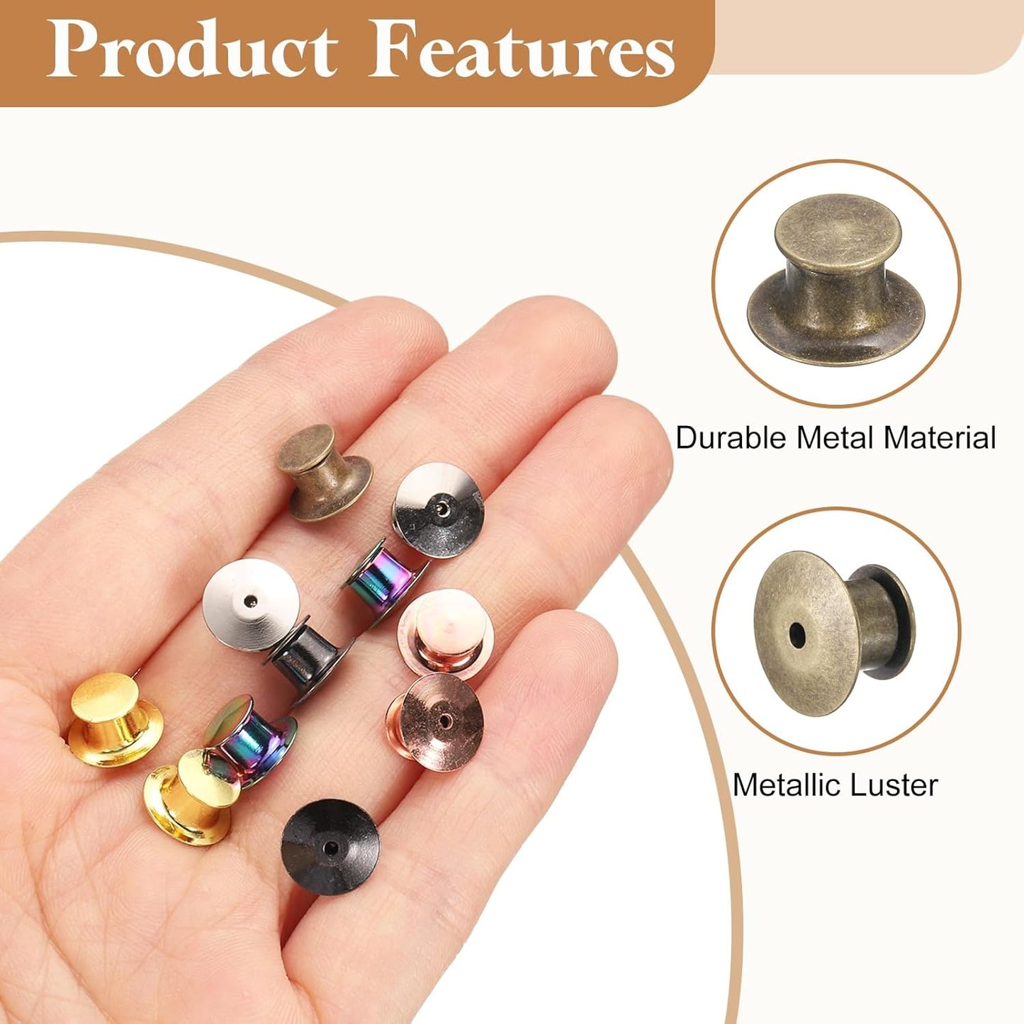 uxcell 40Pcs Metal Locking Pin Backs, Pin Keepers Locking Clasp Flat Head Clamp Needle Back Lock for DIY Brooch Crafts Badges Enamel Lapel, Bronze