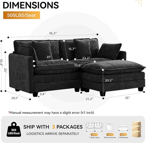 76'' Cloud Deep Seat Loveseat Sofa, Upholstered Chenille Modular 2-Seats - Image 2