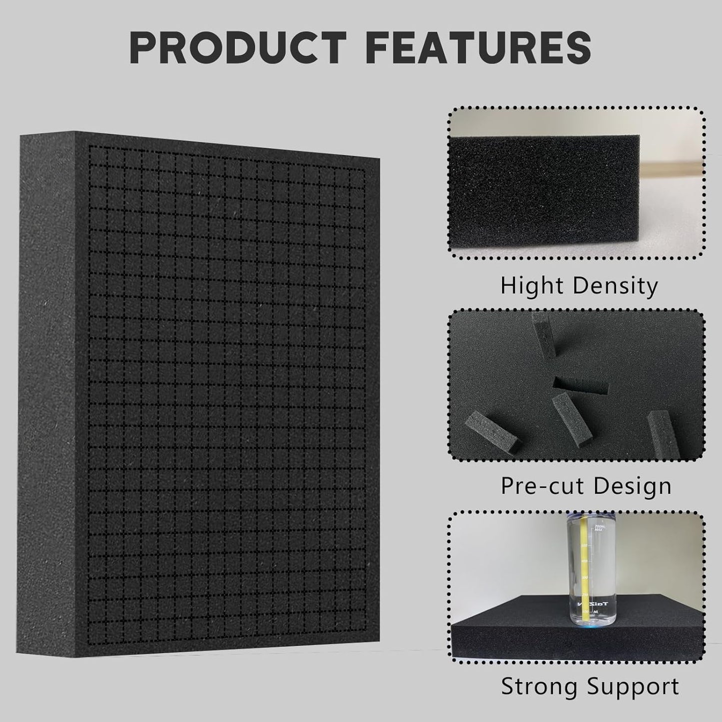 Pick and Pluck Foam Sheets, 1 PCS 16 x 12 x 4 Inch Pick Apart Foam Insert for Camera Storage, Crafts, Tool Box, Storage Drawer