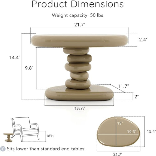 24/7 Shop at Home Kavren Modern 22-inch Oval Glossy Pedestal End Table - Image 2