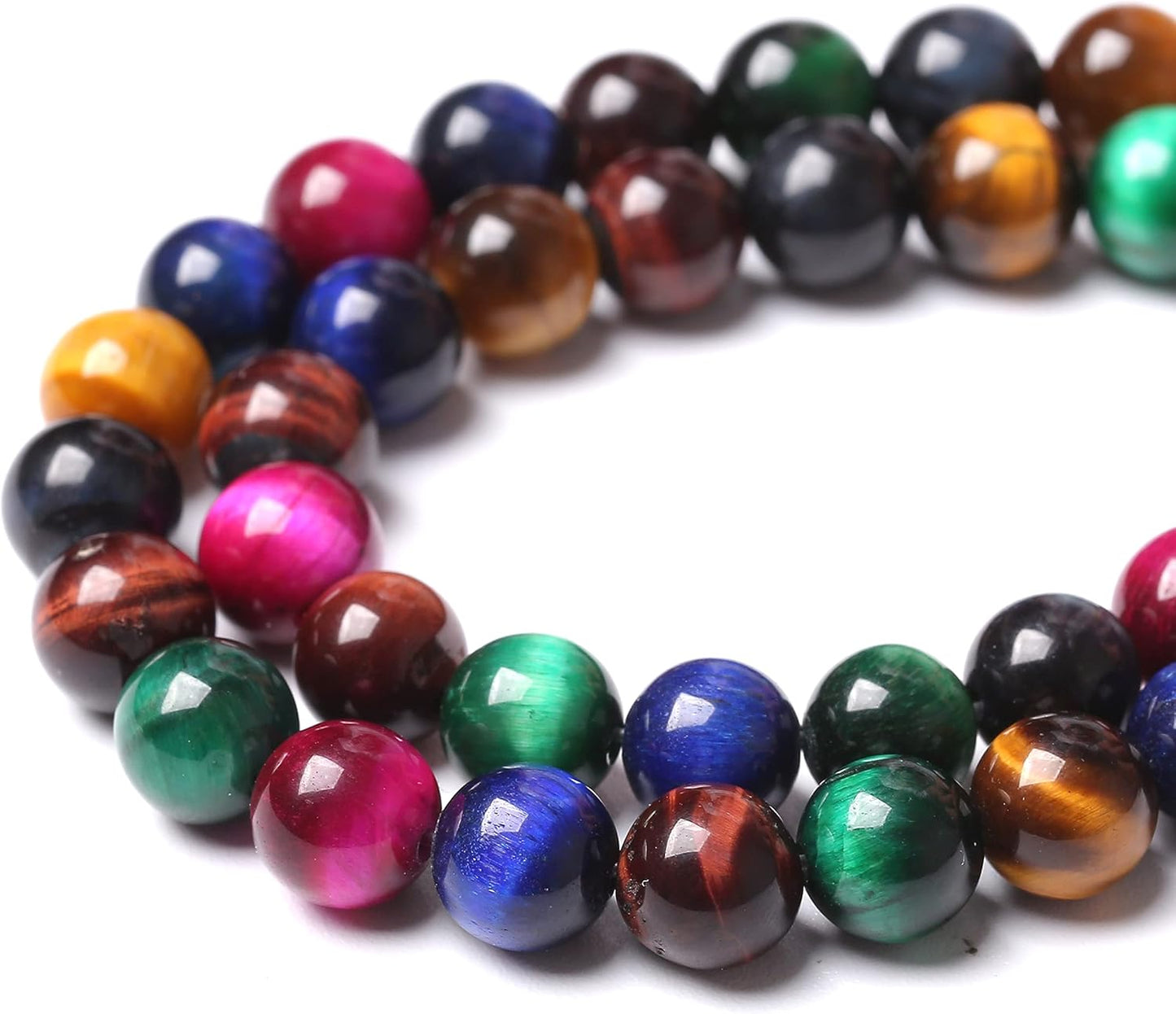 45pcs 8mm AAA Natural Colorful Tiger Eye Stone Beads Gemstone Round Spacer Loose Beads for Jewelry Making DIY Bracelet Necklace