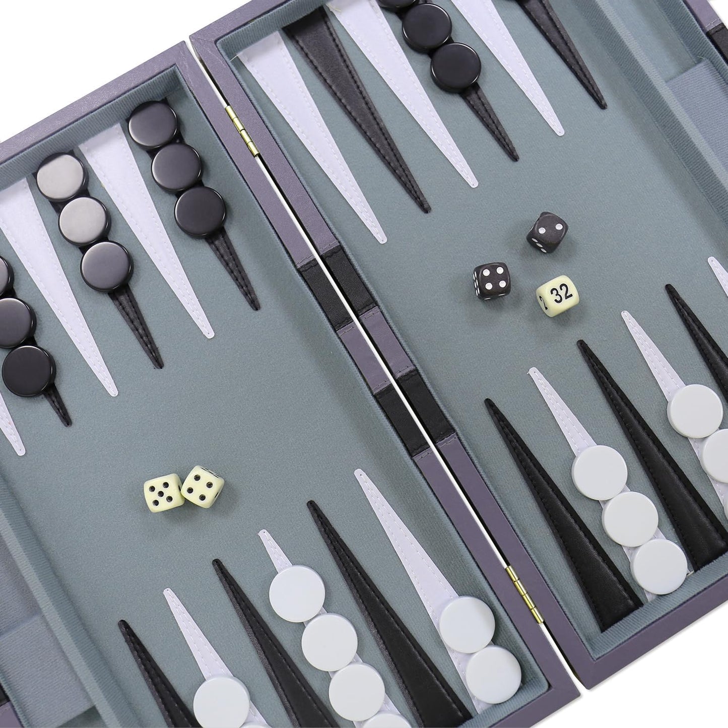 Backgammon Set - Classic Board Game with Premium Leather Case - Portable Travel Strategy Backgammon Game Set for Adults, Kids - Suitable as (11inch, Gray)