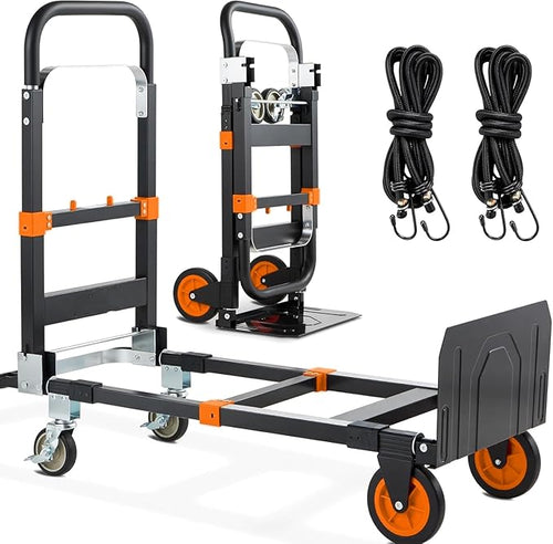3-in-1 Folding Hand Trucks, 600Lbs Convertible Hand Truck Dolly, Heavy Duty by COOCHEER