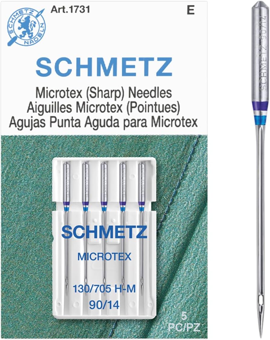 SCHMETZ Microtex Sharp Sewing Machine Needles - Quilting & Topstitching Supplies, Size 90/14, 5-Needle Card, Pack of 5