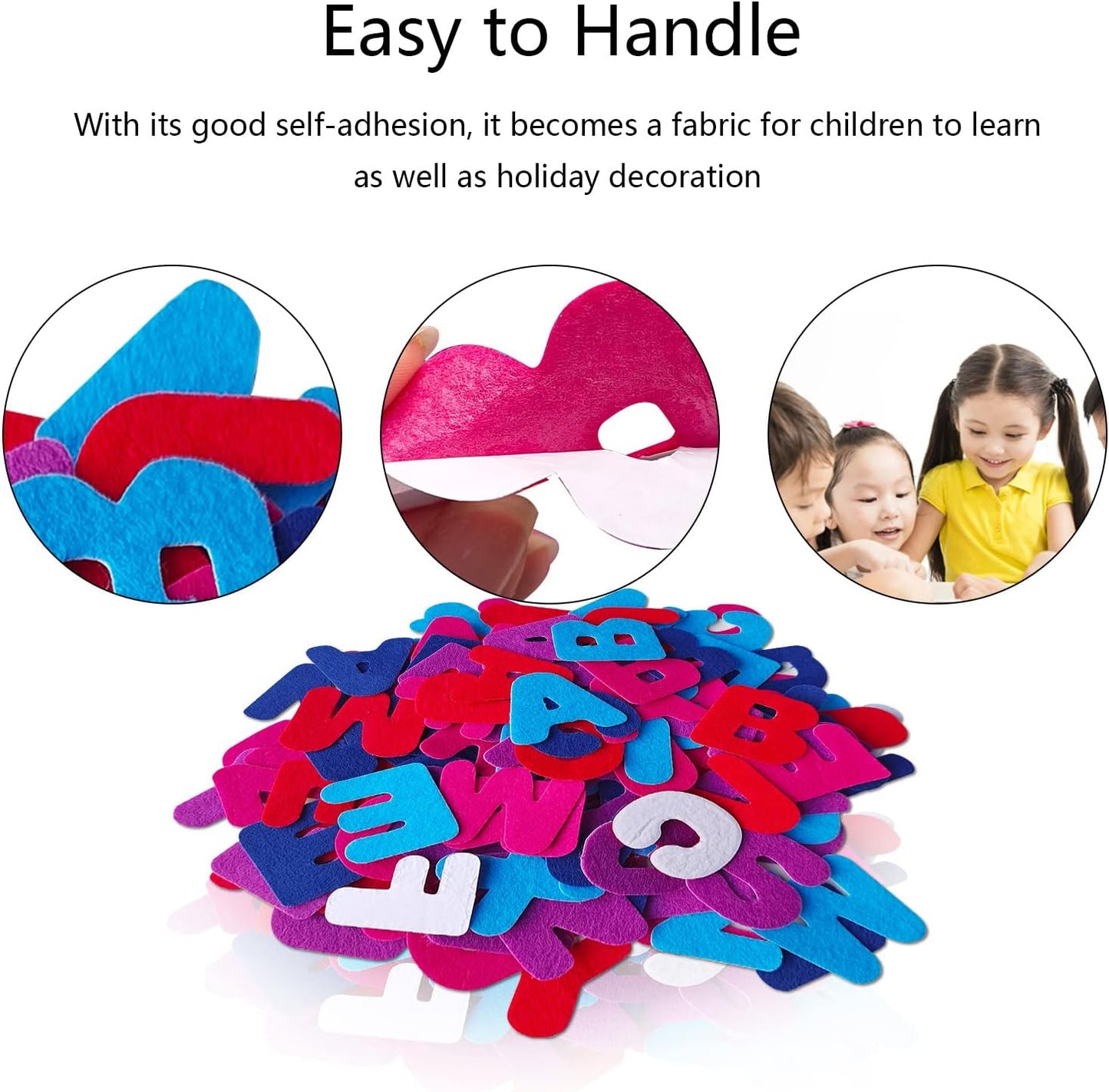 Letter Stickers, Felt Stickers for Kids, Felt Letters for Crafts, Craft Supplies for Scrapbooking 140pcs 1.58" Size