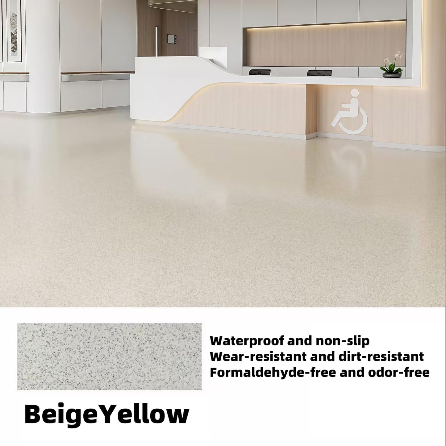 Epoxy Colored Sand Floor Paint, Epoxy Floor Paint High Gloss Marble Effect Coating for Indoor and Outdoor, Wear-resistant and non-slip Self-leveling Coating Yellow 105OZ(3KG)