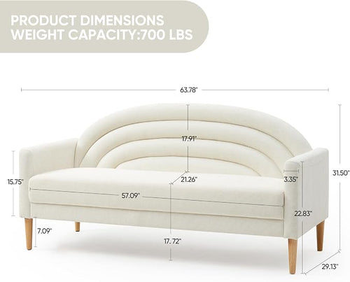 63" Small Loveseat Sofa for Small Spaces, Mid Century Modern Sofa, Linen - Image 2