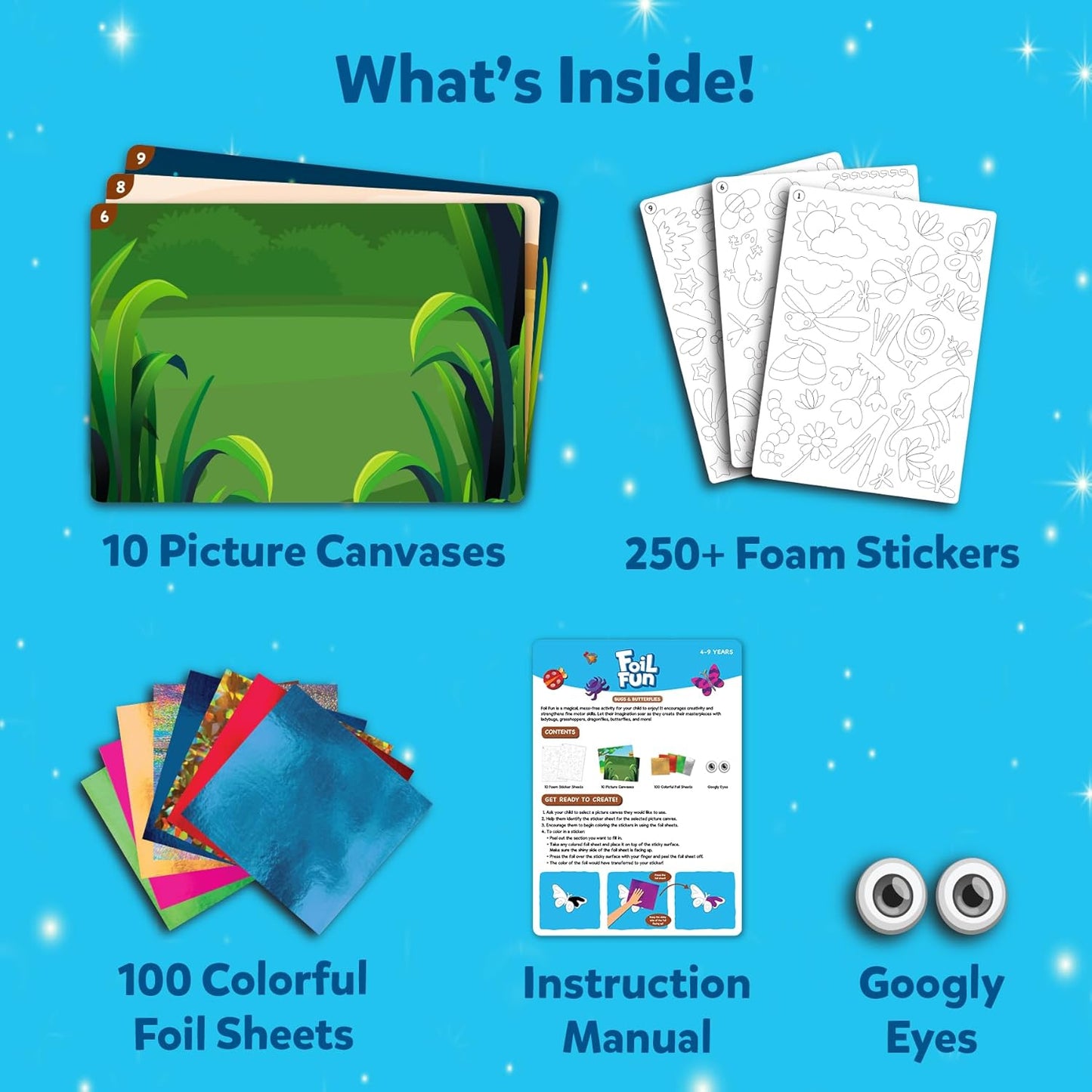 Skillmatics Foil Fun - Bugs & Butterflies, No Mess Art for Kids, Craft Kits & Supplies, DIY Creative Activity, Travel Toys, Gifts for Boys & Girls Ages 4, 5, 6, 7, 8, 9