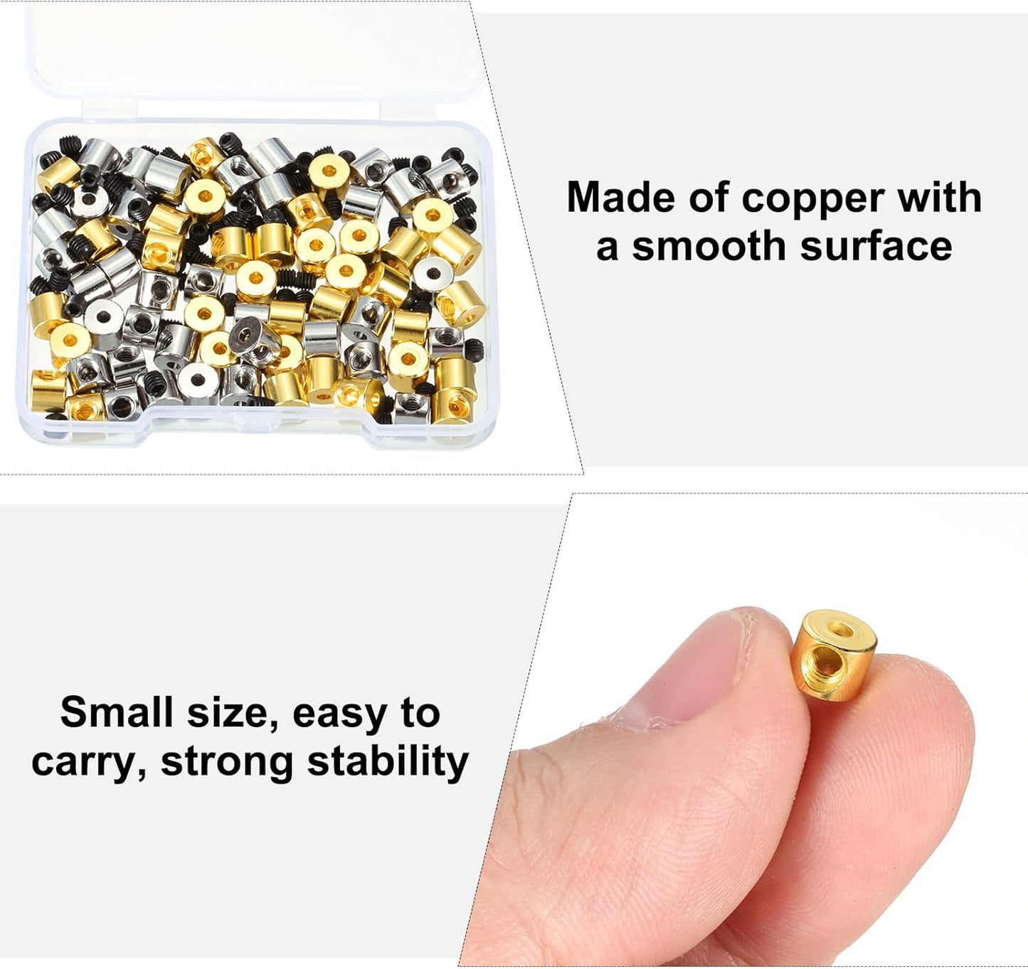 MECCANIXITY 70 Pcs Metal Locking Pin Backs, Locking Pin Keepers Clasp 5mm(H) with 4 Wrench Replacement in Storage Case for Badge, Brooch, Silver, Gold Tone