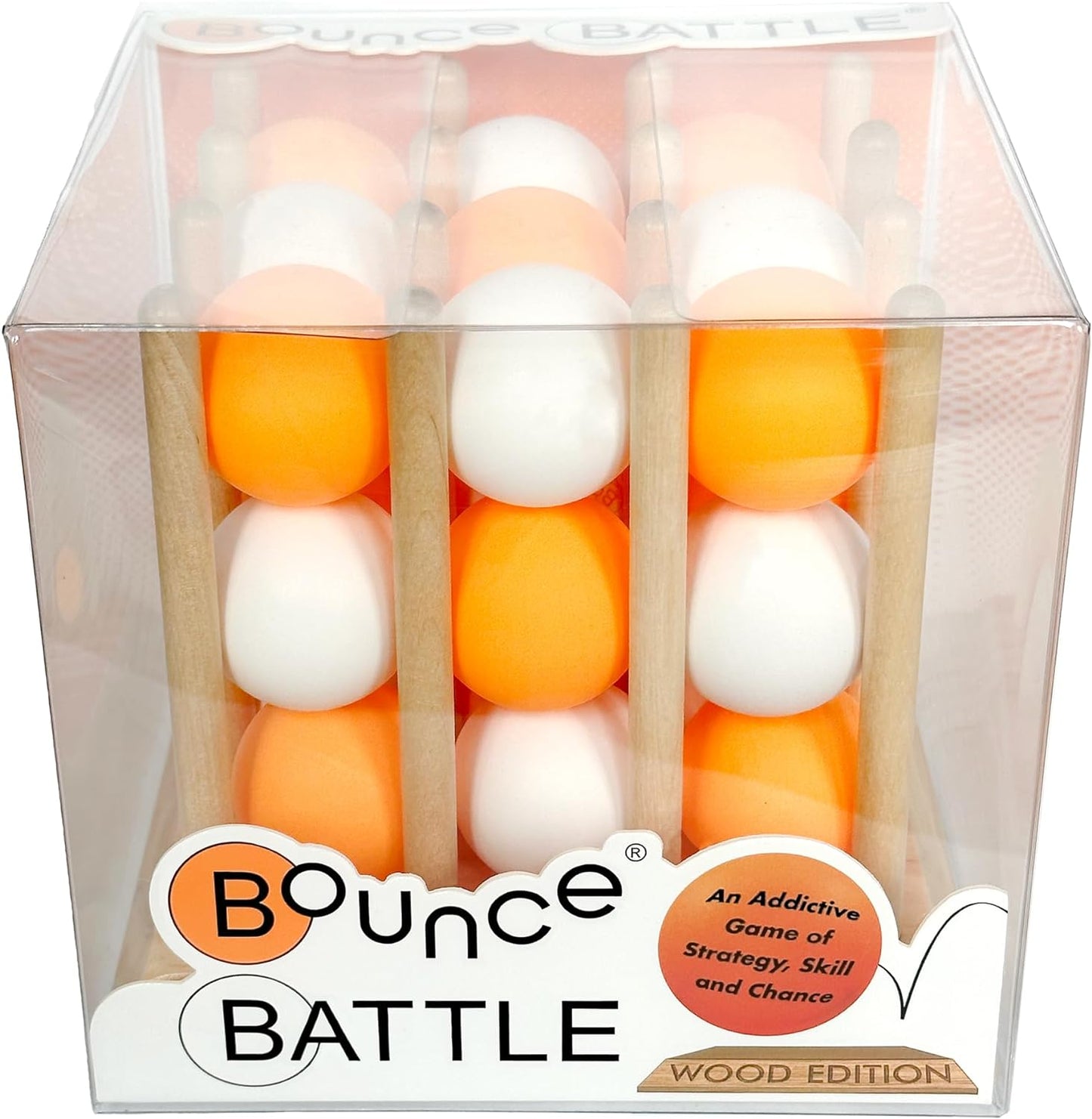 Bounce Battle™ Wood Edition – Family & Party Game for Kids, Teens & Adults – Fast-Paced Skill and Strategy Tabletop Game – Includes 27 Balls & Wooden Cube – Game of The Year Award Winner