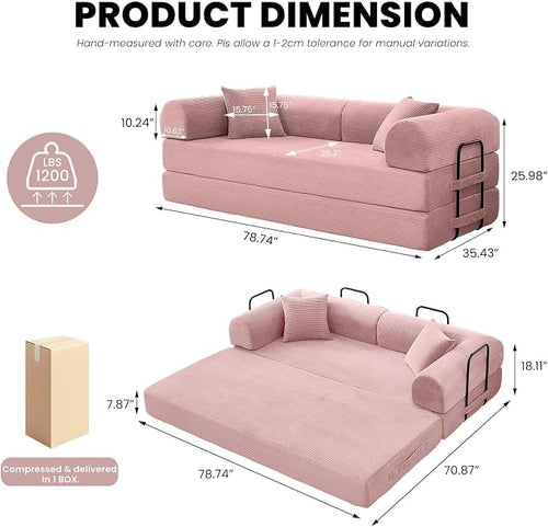79'' Convertible Couch Bed, Folding Sleeper Sofa - Image 2