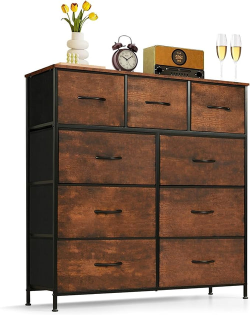 9-Drawer Dresser for Bedroom, Anti-Tip Tall Storage Organizer Chest of Drawers by SageNest