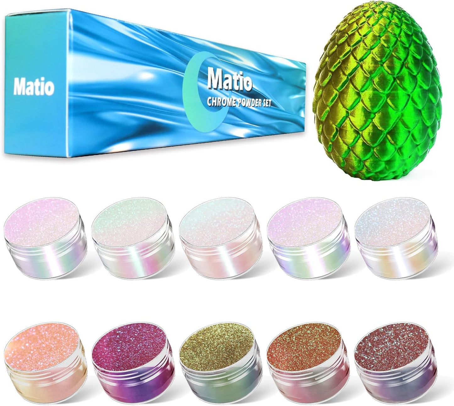 Matio Chameleon Mica Powder,10 * 5g Chrome Powder, 5 Pearlescent Effect Color Shift Pigment & 5 Chameleon White Mica Pigment Set for Epoxy Resin,Soap Candle,Nail Art,Makeup,Bath Bombs, Painting, Slime