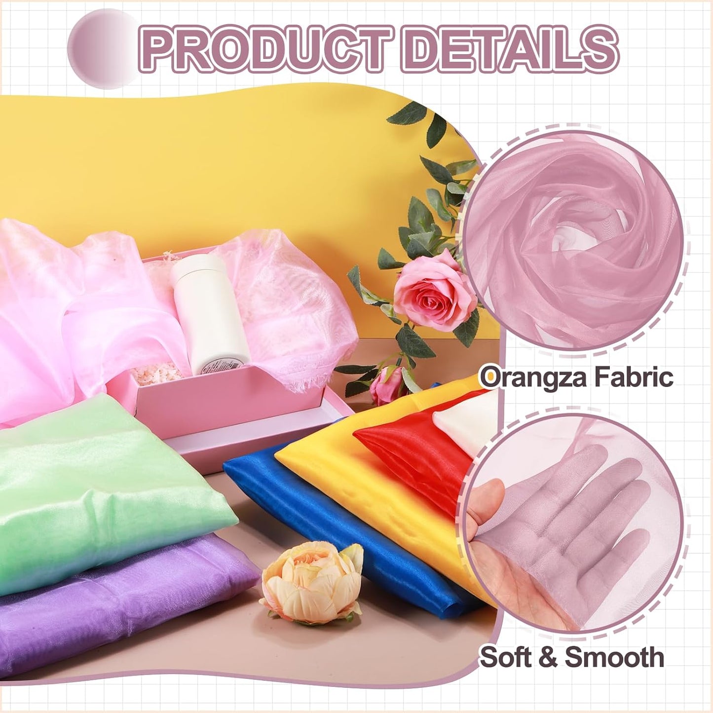 MECCANIXITY Iridescent Sheer Organza Fabric, 2 Yards x 59 Inches Solid Holographic Shiny Fabric Organza Cloth for Wedding, Curtains, Costume, Photo Background, Bean Powder