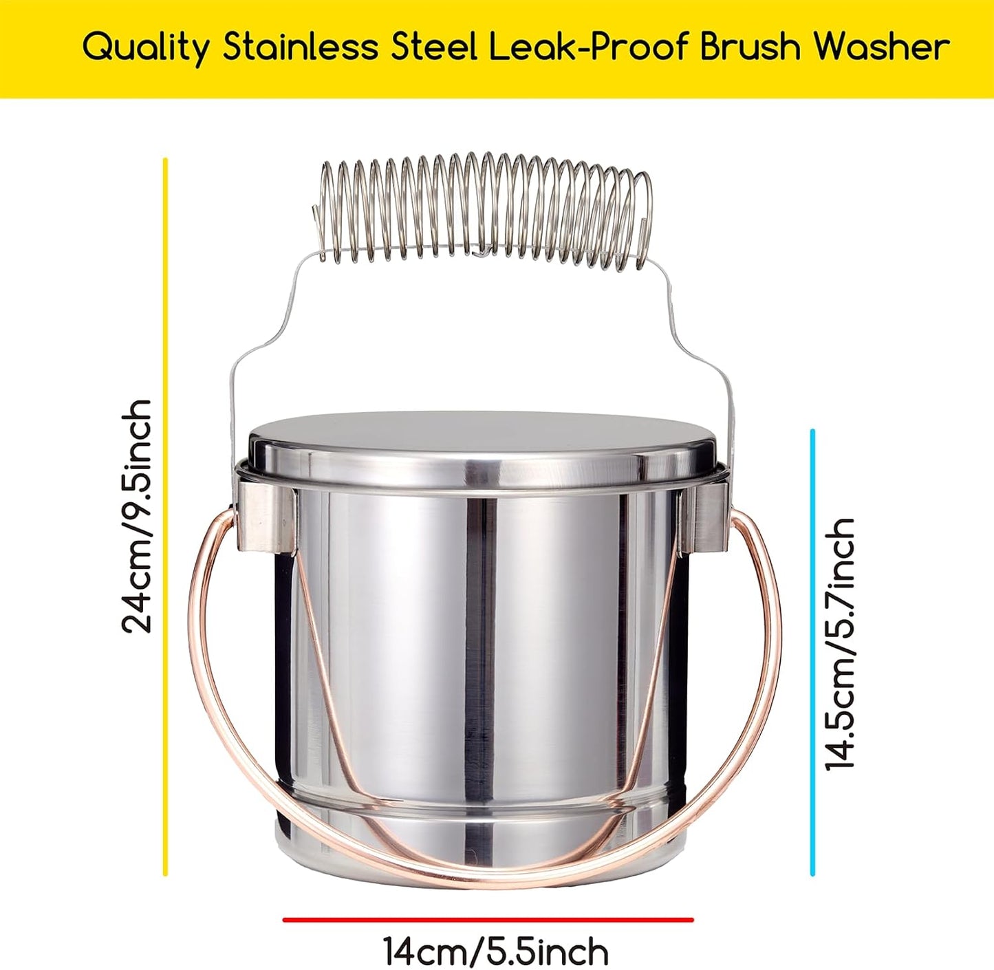 MEEDEN Portable Paint Brush Washer: Airtight Stainless Steel Artist Brush Cleaner with Extra Large Capacity - Paint Brush Holder for Oil & Acrylic Painting