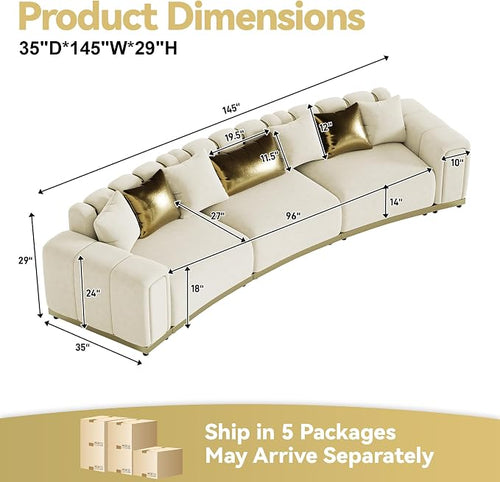 145" Oversized Velvet Chesterfield Sectional Couches - Image 2