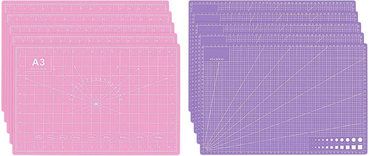5 PCS Self Healing Cutting Mat 12" x 18": Sewing Rotary Cutting Mat for Crafts and Fabric Sewing Scrapbooking Quilting and Precision Cutting Purple & Pink Design (5, Purple & Pink)