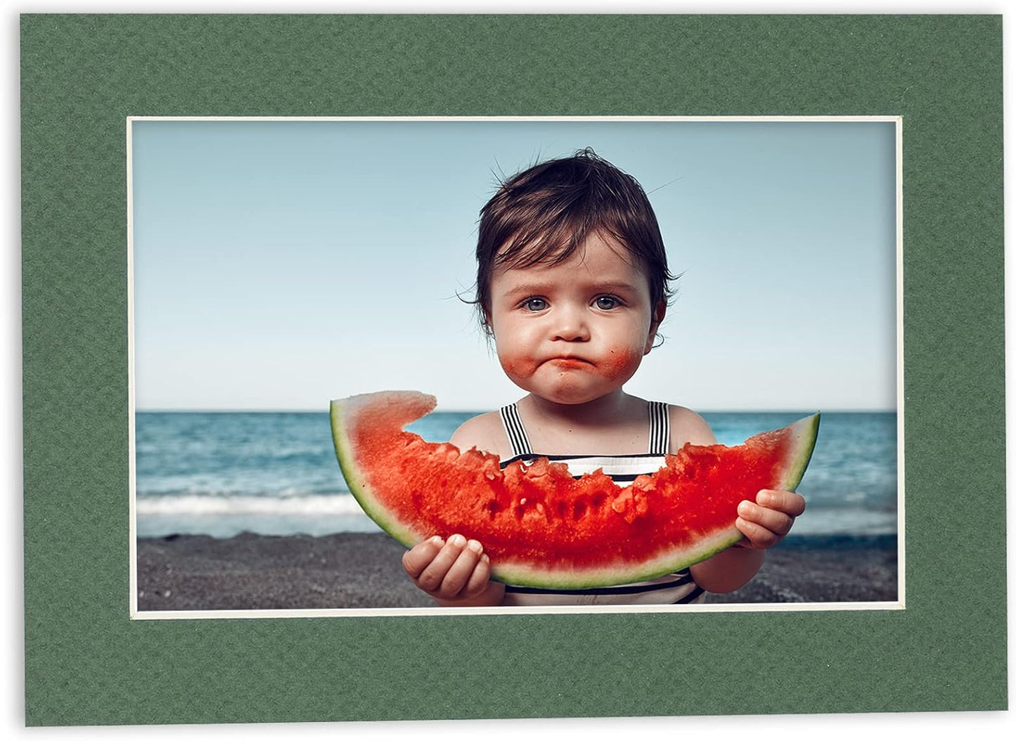 Pack of Ten Acid Free 8.5x11 Mats Bevel Cut for 7x9 Photos - Hunter Green Precut Matboards With Backing Boards and Self Seal Photo Mat Bags For Pictures, Photos, Framing - 4-ply Thickness