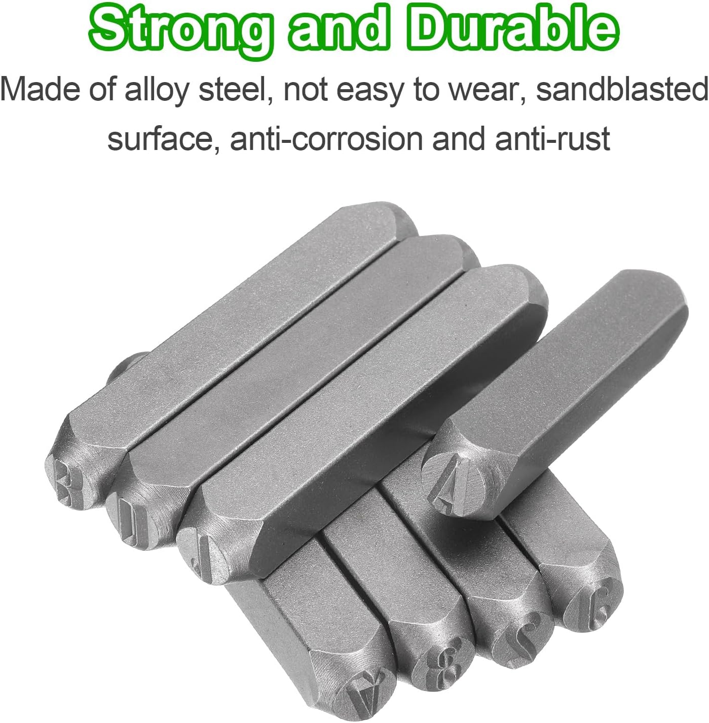 HARFINGTON 36pcs Metal Stamping Kit 5/16" (8mm) Steel Uppercase Letter and Number Punch Set (A-Z / 0-8 / "&" Symbol) Punch Press Tool with Case for Imprinting Metal Plastic Wood Leather
