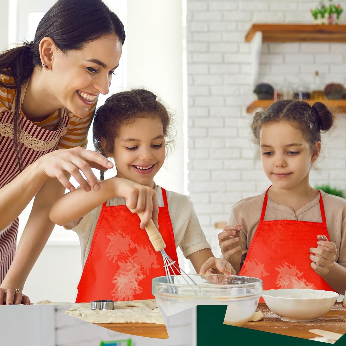 24 Pieces Red Kids Painting Aprons Kids Art Aprons with 2 Roomy Pockets Kids Aprons for Art Painting Activity Kitchen Crafts