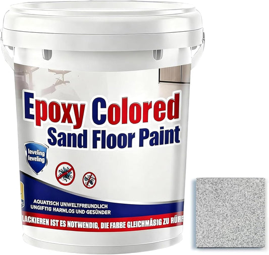 Epoxy Colored Sand Floor Paint, Epoxy Floor Paint for Concrete, High Gloss Marble Effect Coating, Waterproof Non-Slip Concrete Paints, Suitable for Indoor/Outdoor Use (White Hemp Gray,128 oz/4 kg)